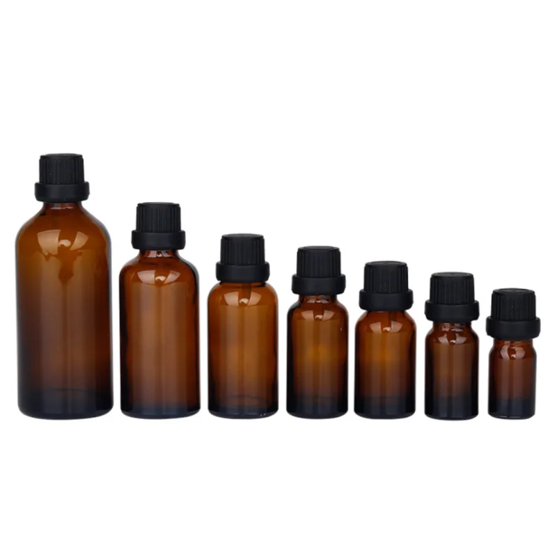 5 10 15 20 30 100ml Amber Glass Bottle Skin Care Serum Shading Bottle Essential Oil Bottle with Child-Proof Screw Cap