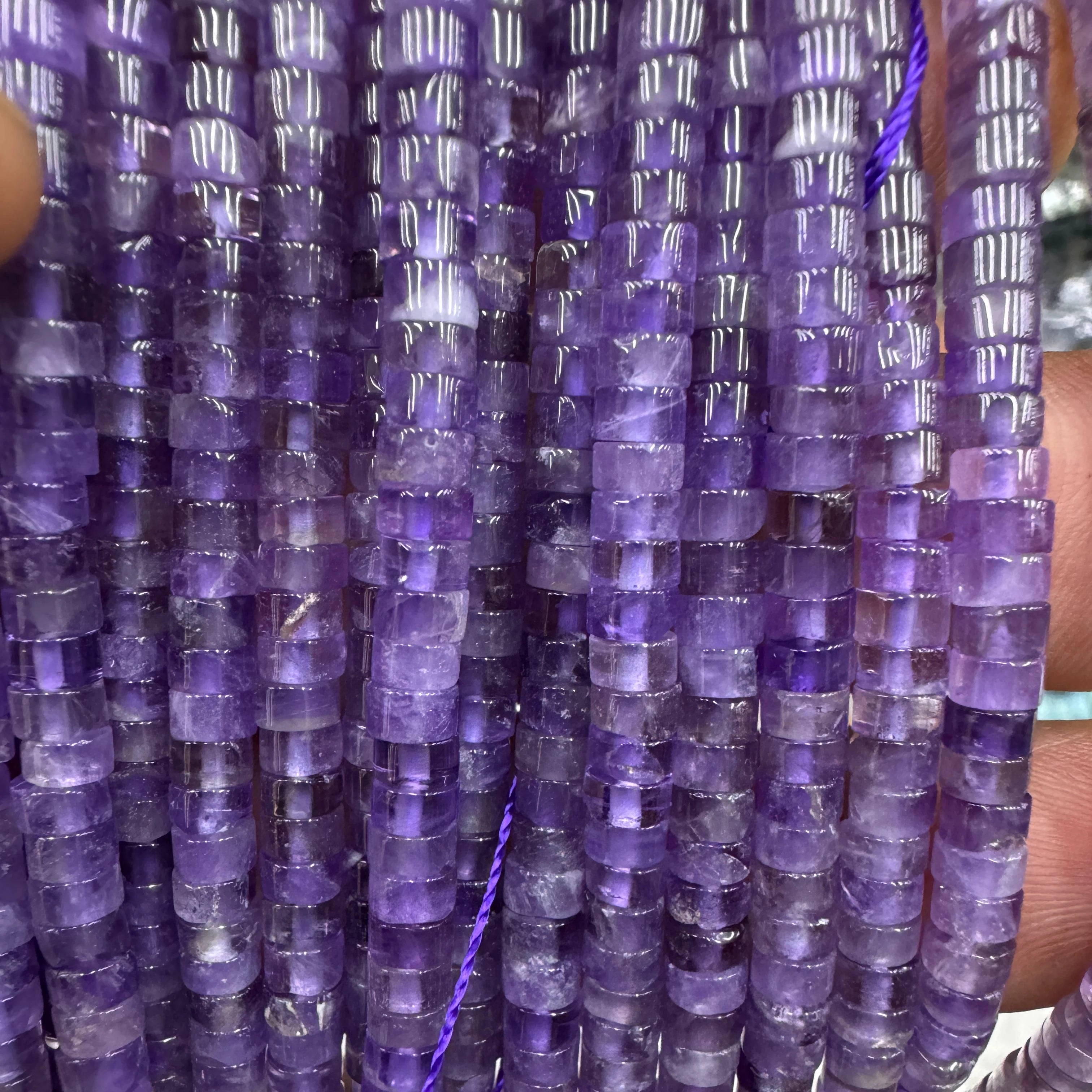 Wholesale Rondelle Shape Natural Amethyst Heishi Beads Gemstone Beads DIY for Jewelry Making