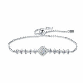 Factory Wholesale D Color 0.7Carat Moissanite Bracelet 925 Sterling Silver Wedding Charm Bracelet Adjustable for Women