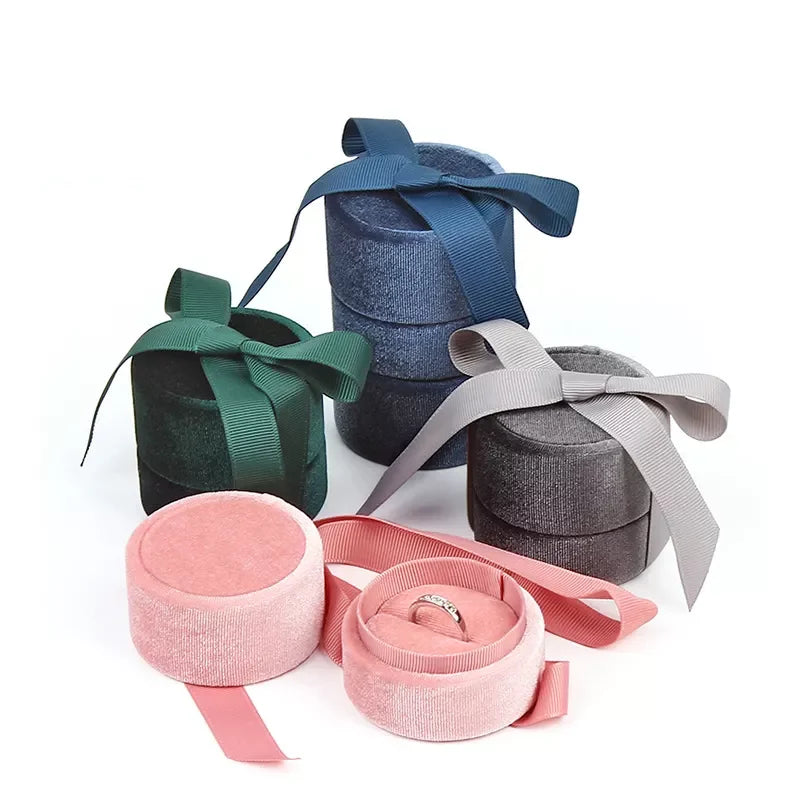 Gift Packing Box Corduroy Drum Display Storage Case Box Earrings Ring Pendant Bracelet Jewelry Holder Jewelry Boxes Organizer