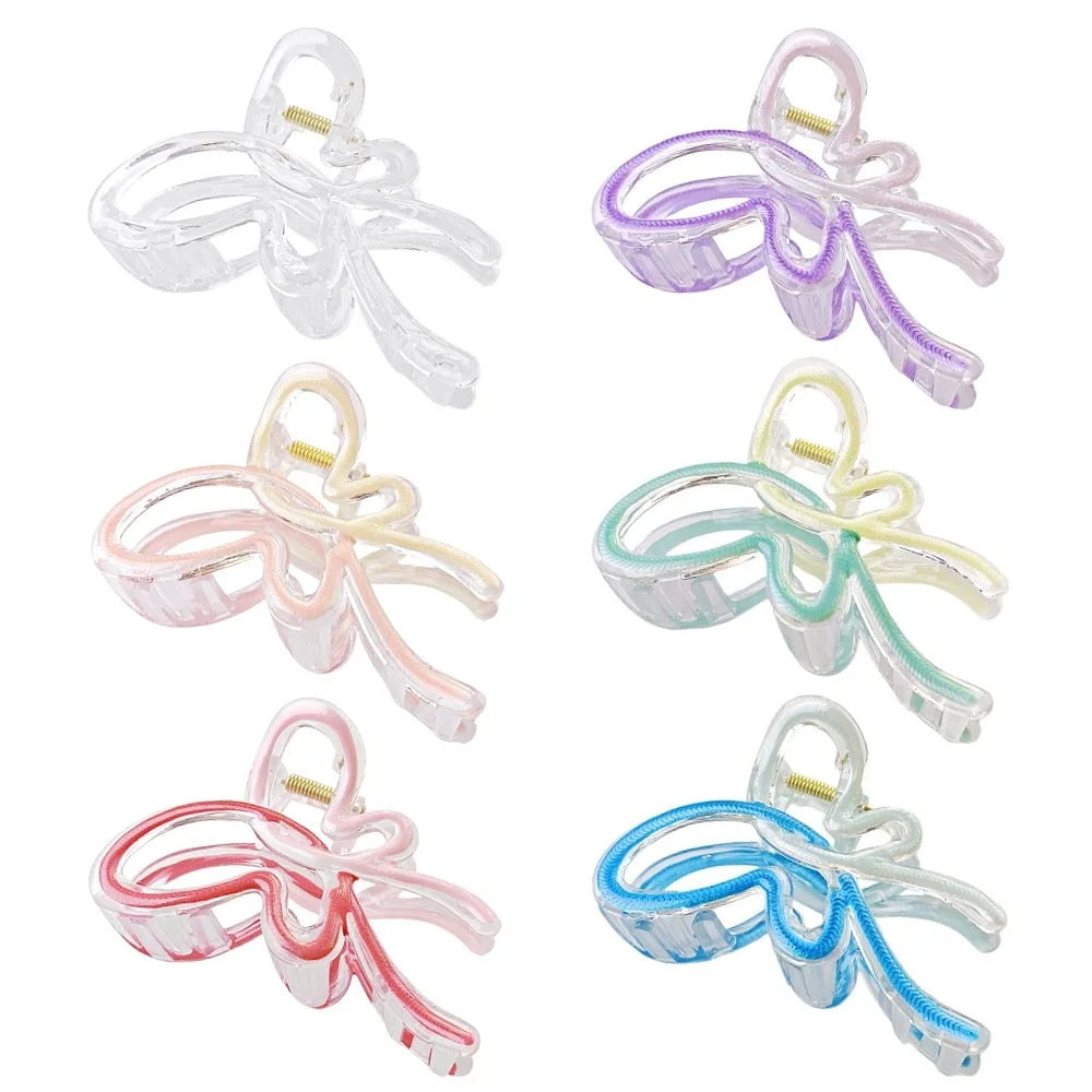 Wholesale 10cm Large Valentine Ribbon Shaped Ponytail clear Hair Jaw Clamp New Design Colours Chic Buns butterfly Claw Clips