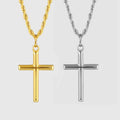 Minimalist 25mm Cross Necklace Stainless Steel Crucifix Charm Gold Silver Rope Chain Women Men Jesus Cross Necklace Gift