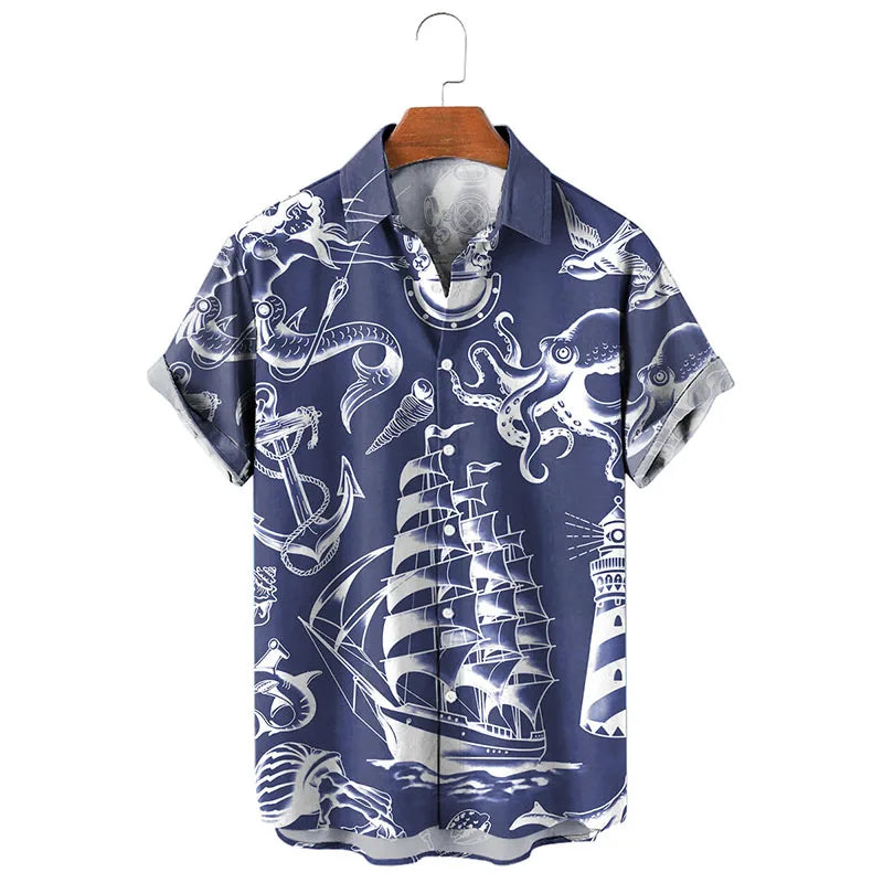 Custom Camisas Para Hombre Short Sleeve Printing Shirt for Men Eco Friendly Hawaiian Men's Shirts