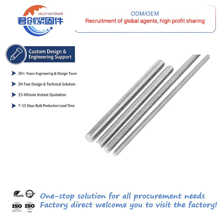 M14 M15 M20 M22 All M24 M26 M28 M32 M5 M50 M12 Steel Threaded Rod Din Standard Counter Sunk Head Plain Finish