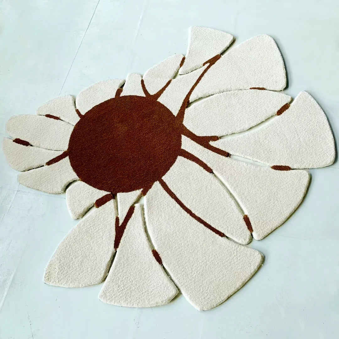 Customize Area Flower Design Rugs Shape Die Cut  Hand Tufted Floor Custom Carpet
