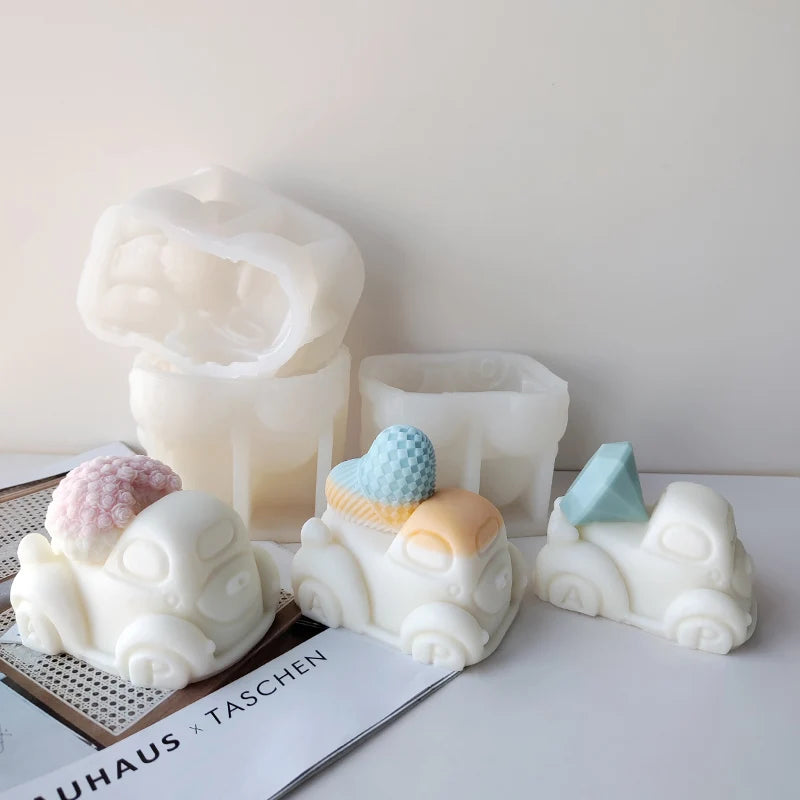 Cartoon Car Candle Silicone Mold DIY Aromatherapy Candle Gypsum Expansion Stone Vehicle Ornament Mold