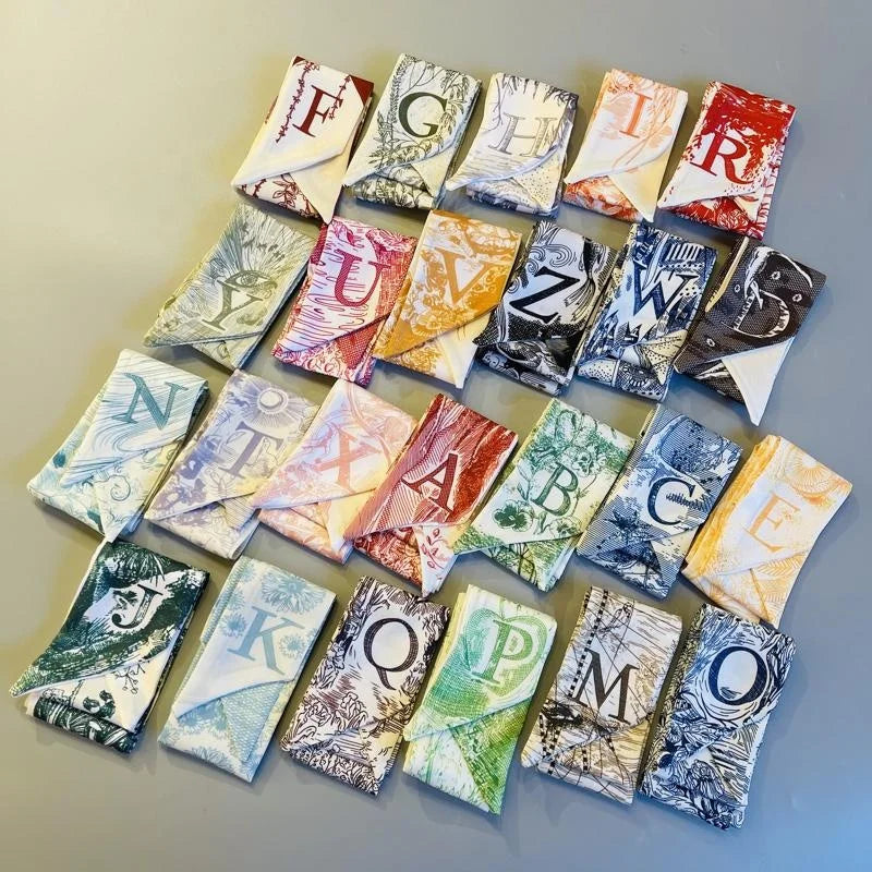 Wholesale Custom Fashion 26 Letters Alphabet Girls Neckerchief Bag Bow Knot Long Ribbon Band Hair Tie Woman Hair Scarf