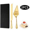18/10 Luxury Gold Stainless Steel Wedding Cake Knife Cutter Spatula Set 2 Piece Pie Server Cake Cutter Knife for OPP Bag