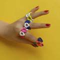 INS Trendy Y2K Colorful Handmade Oil Drop Rings Finger Jewelry Cute Color Hollow Out Enamel Ring for Women Girls