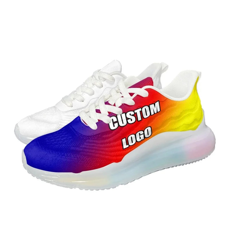 Custom Fashion Mesh Sneakers with Non-Slip Flat Heel Cushioned Outdoor Gym Athletic Shoes for Daily Walking Spring Style
