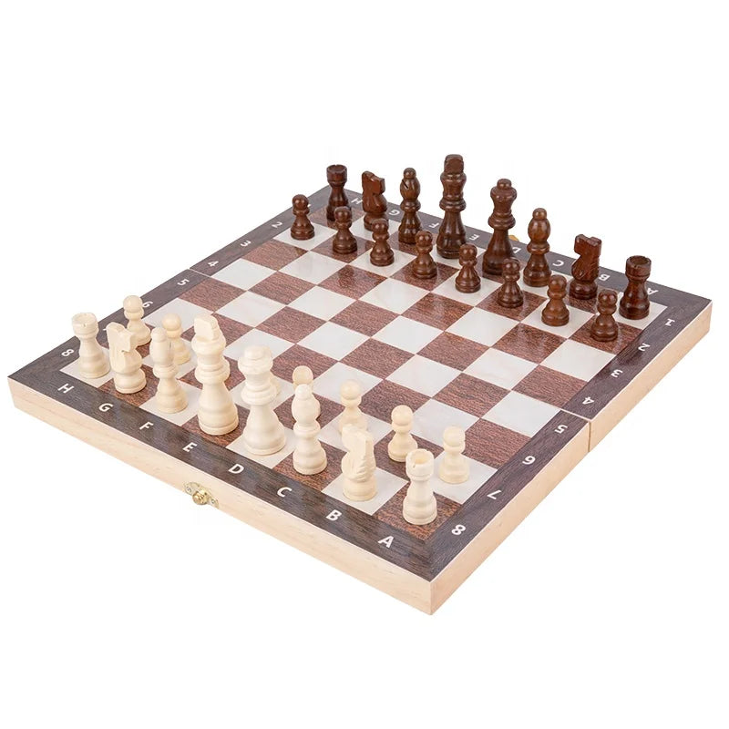 Wholesale Customized Large Luxury  Board Game Foldable Chessboard Magnetic Wooden International Chess Set