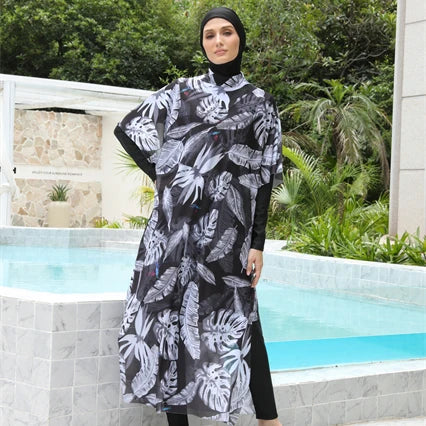 MOTIVE FORCE Plus Size Loose Pour Femme Musulman Simple Long Burkini Muslim Swimwear Women Fashionable Muslim Islamic Swimwear