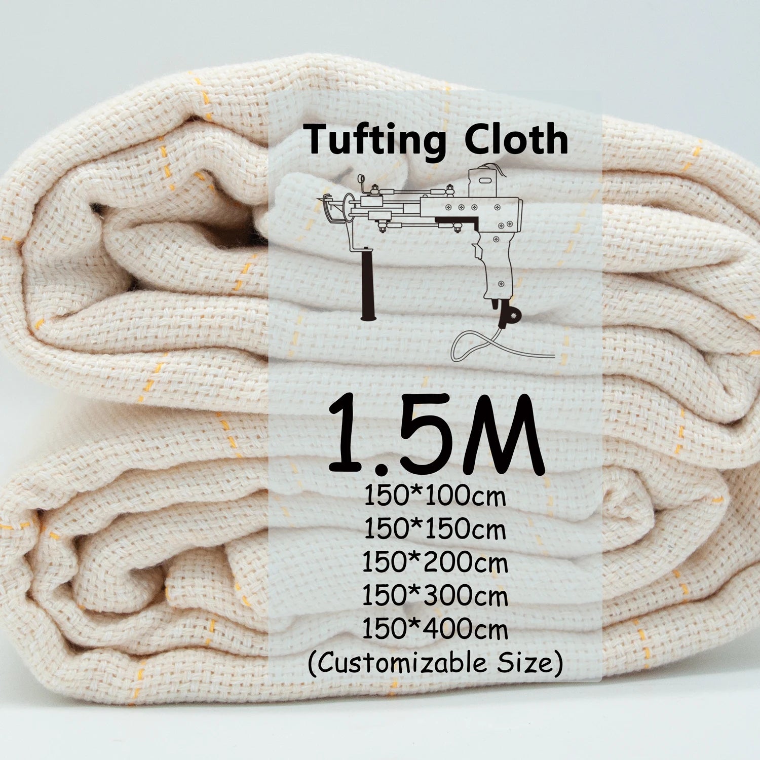 1.5*2m Tufting Gun Cloth Durable Natural Color Cotton Polyester Mixed Rug Making Material Model TGC-001