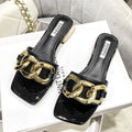 Sandals Women's Chains High Heels Niche Sandals Versatile Wear slippers Outside Women's Shoes Are Comfortable and Versatile