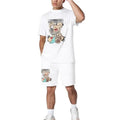 Custom Printed Graphic Logo Casual Woven Breathable Cotton Designer Men's Plus Size Short Sleeve T-Shirt Set