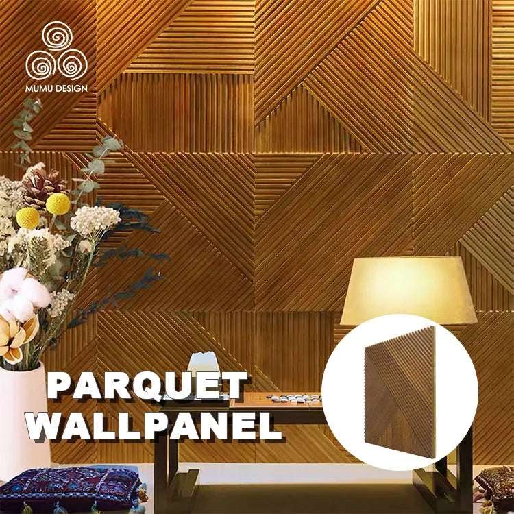 MUMU 3D Design Decoration Modern Wood Pattern Luxury Craved Gallery Small Wooden Wall Art Panel Shape