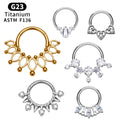 ASTM F136 TItanium Gemstone Septum Clicker Piercing Zircon Hinged Luxury Nose Rings Ear Tragus Daith Earrings Jewelry