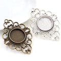 18mm Inner Size Antique Bronze and Antique Silver Plated Connection Style Cabochon Base Cameo Setting Charms Pendant