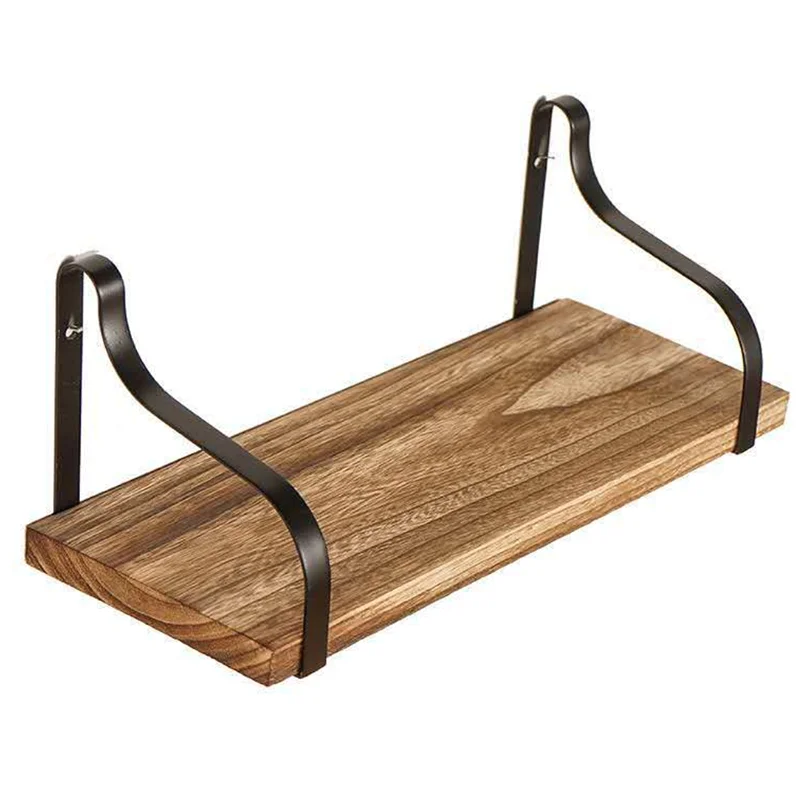 Wall Mounted Metal Shelves with Wood Finish