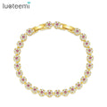 LUOTEEMI Iced Out Woman Tennis Bohemian Flower Designer Girl Braided Luxurious Flower Zircon Luxury Bracelet