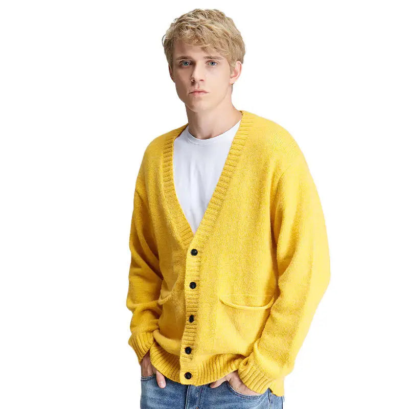 Spring Men's Plus Size Knit Casual Blank Custom Cotton v Neck Cardigan Sweater