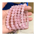 Natural Rose Quartz Tiger Eye Round Beaded Bracelet Healing Crystal Amethyst Stone Bead Adjustable Bracelet