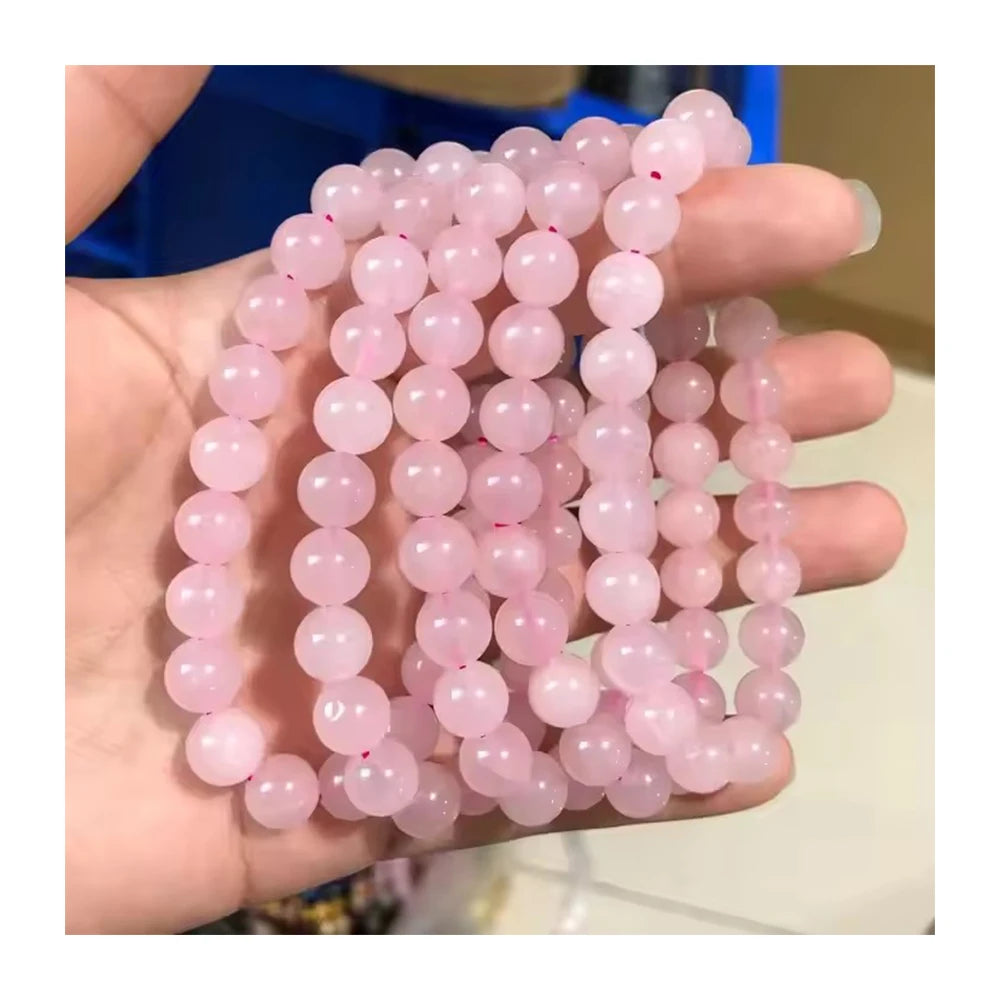 Natural Rose Quartz Tiger Eye Round Beaded Bracelet Healing Crystal Amethyst Stone Bead Adjustable Bracelet