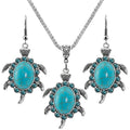 Fashion American Nice Gift love Heart Shape Earring and Morgan Turquoise Pendant Necklace Jewellery Sets for Women