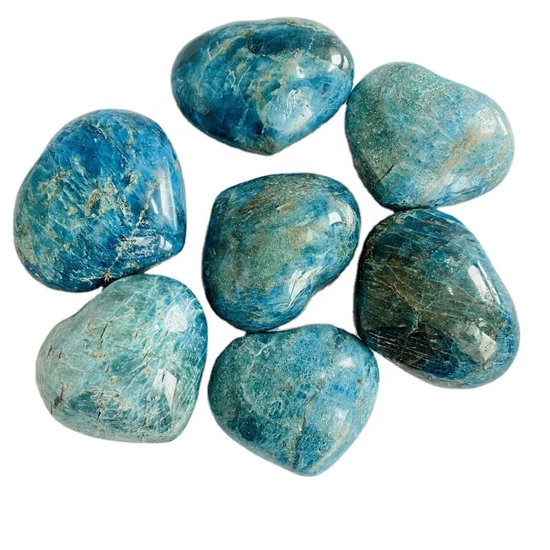 Wholesale natural crystal carving heart blue apatite heart healing for gift