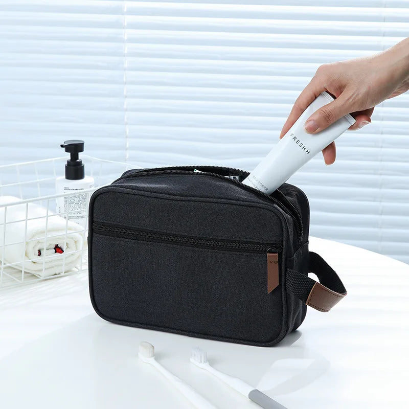 Large Capacity Zipper Cosmetic Bag Travel Toiletries Bag Oxford Fabric Water-resistant Shaving Bag