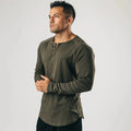 Men's Muscle V Neck Sport Shirts Regular Fit Long Sleeve Cotton Fitness Jersey T-Shirts Gym T Shirt with Blank Design for Men