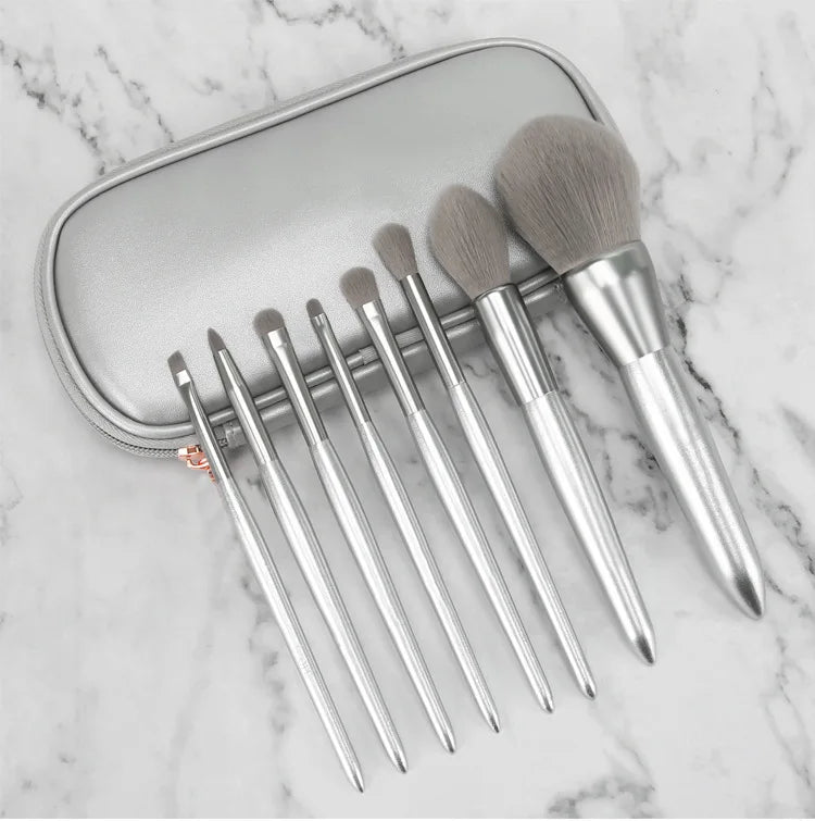 Wholesale Custom Logo Vegan Makeup Brush Sets Wood Handle Professional Foundation Makeup Brushes Tool 8pcs Brush Set
