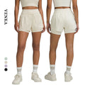 Women's High Waisted Plaid Mock Two Piece Cooling Plus Size Eco-Friendly Gym Running Yoga Workout Bike Short Pants Adjustable