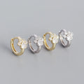 Luxury Design Good Quality Trendy Pure 925 Sterling Silver White Gold Diamond Small Hoop Cute Dog Cat Paw Women Earrings