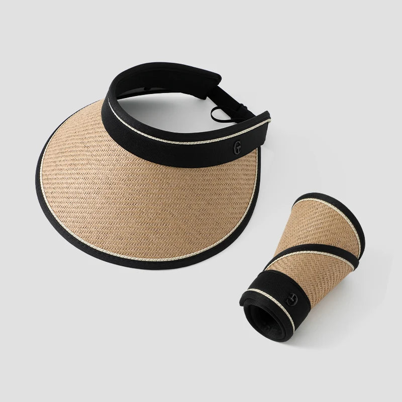 Fashion Empty Top Straw Hat Women Beach Running Sports Cap Sun Visor Hat