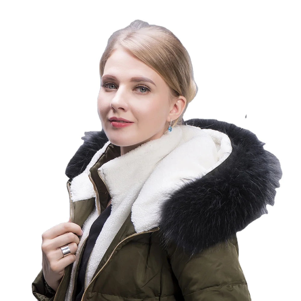 MWFur Custom Made Fur Trim Raccoon Fur Collar Hood Scarf Natural Fur Scarf Collar Down Coat Hood Trimming