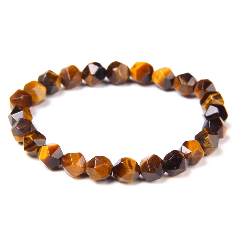 Men Women 8mm Lava Rock Stone Bead Bracelet - Essential Oils Diffuser Aromatherapy Elastic Yoga Stress Relief Jewelry