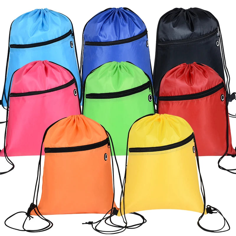 Simple Eco-friendly Customizable Size Unisex Sports Backpack Waterproof Polyester Drawstring Storage Bag