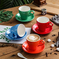 Colorful Porcelain Tea Cups & Saucers Set Cappuccino Espresso Capacity Options Ceramic Coffee Mugs for Daily Use