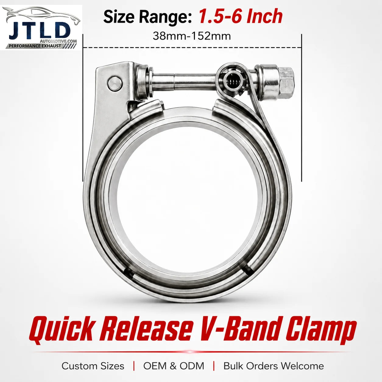 Factory Hot Sell 2.5 Inch 2.75inch 3Inch SS304 V-Band Clamp Stainless Steel M/F V Band Turbo Exhaust Pipe
