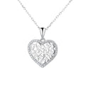 Real Silver 925 Heart Pendant Necklace in Hollow Vines Design Charm Jewelry for Women