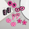 Movie Accessories Anime Princess Heart Mirror Crown Stars Cute Best Selling Cartoon Bow Girly Jewelry Acrylic Pink  Drop Earring