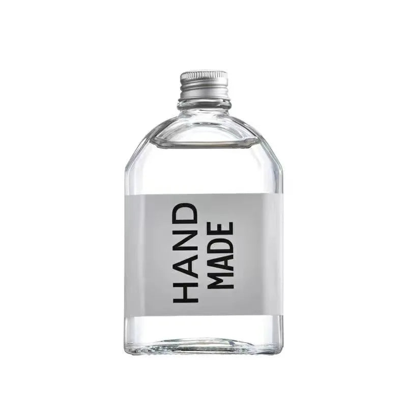 Wholesale Custom Popular Clear Flat Juice Milk Tea Glass Bottle with Aluminum Cap