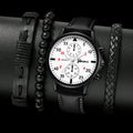 4pcs/Set Men's Watch Set Fashion Black Casual Business Men Quartz Watch Fashion Casual Bracelet Watch Set