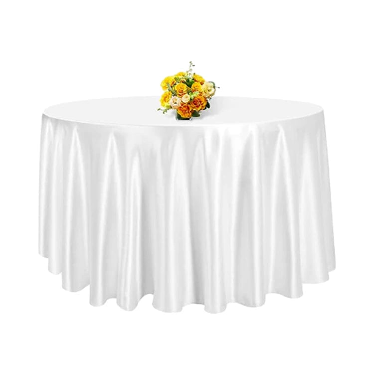 120 Satin Round Table Cloth Luxury Silver White Wrinkle Free Wedding Round Tablecloth for Banquet