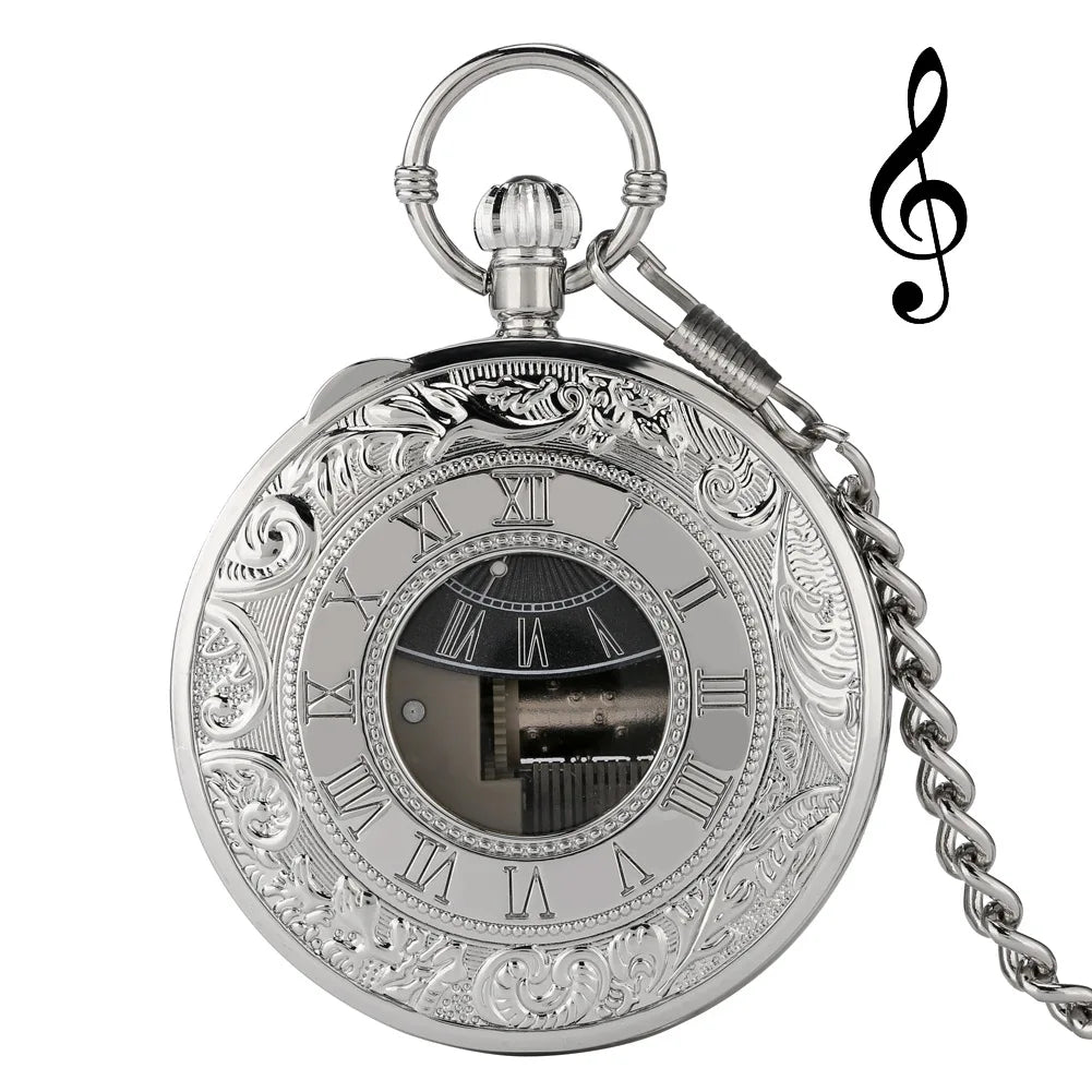 Musical Time Machine Quartz Watch Swan Lake Sky City Movement Pocket Watches
