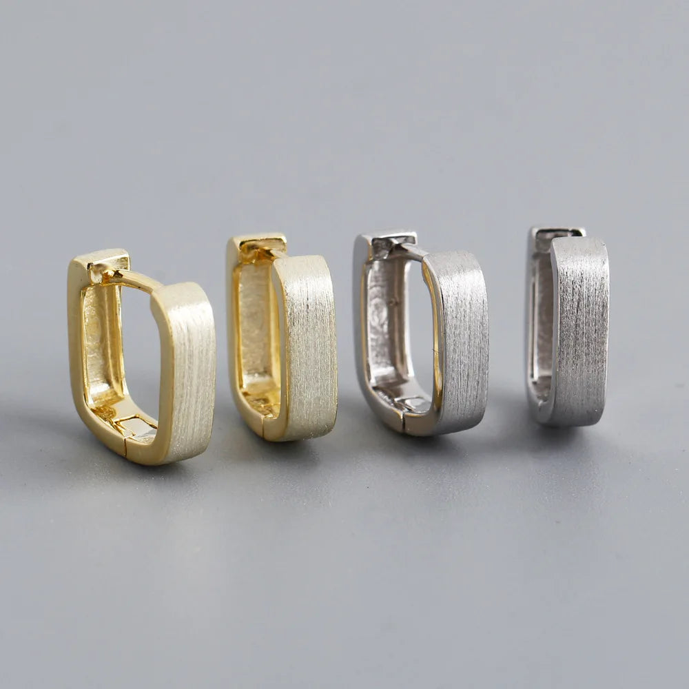 Wholesale 925 Silver Hoop Earrings Women 18K Gold Plated Sterling Silver Geometric Brushed Hoop Earrings Jewelry Women