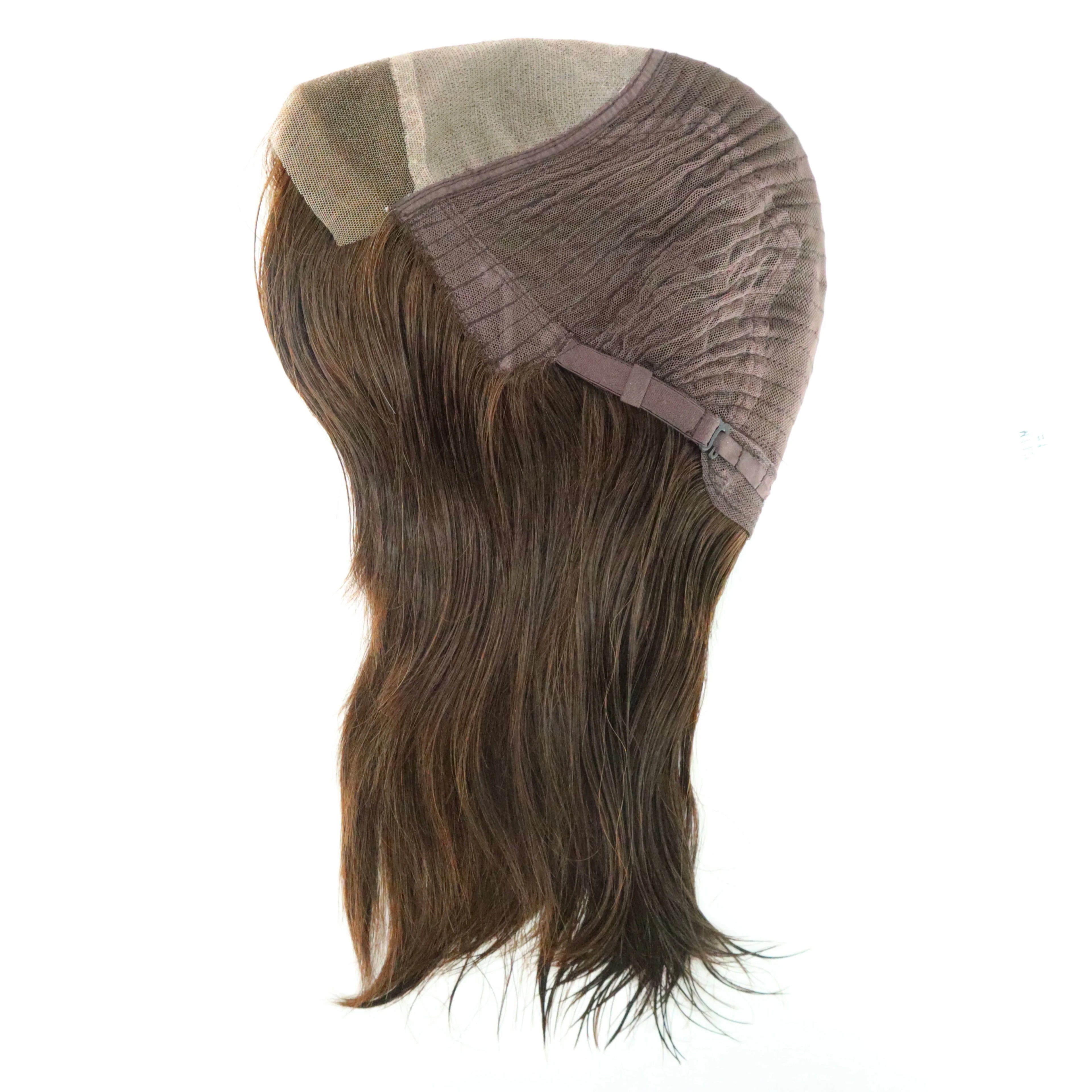 MT12 9" Chinese Silky Straight Wave Brown Transparent Lace Front Adjustable Sides Back Remy Hair 120% Density Lady Mono Top Wig