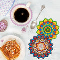 6pcs 5D Diamond Painting Coaster Holder Kit Flower Embroidery Cross Stitch for Adults Beginners Home Decoration Crafts Plastic