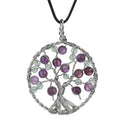 Natural Tree of Life  Crystal Pendant Healing Round Beads Copper Wrap Wire Chakra Pendant for Jewelry Making Home Decor